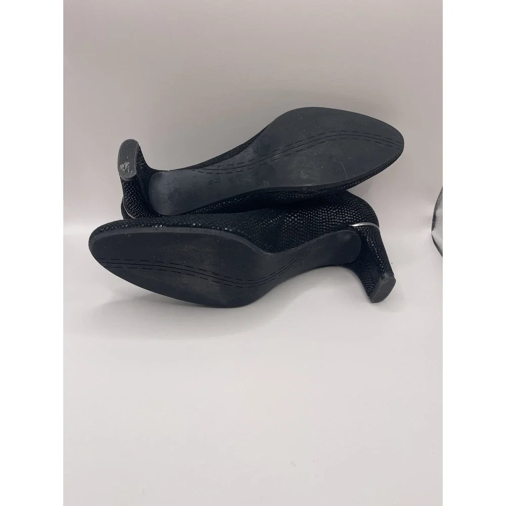 VANELi Dayle Black Leather Lizard Embossed Pumps Metallic Shimmer Heels Sz 7.5 N